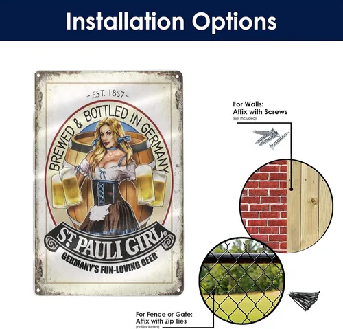 Vista 5 de Bre Wed Bottled In Germany St Pauli Girl Fermany'S Fun Loving Beer Retro Letrero de metal para decoración de bar, hogar, comedor, bar, tienda, mural