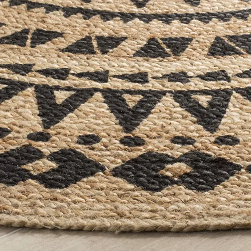 Vista 3 de SAFAVIEH Colección Natural Fiber - Alfombra de área redonda de 3 pies, color negro y natural, hecha a mano con mandala boho de yute trenzado, ideal