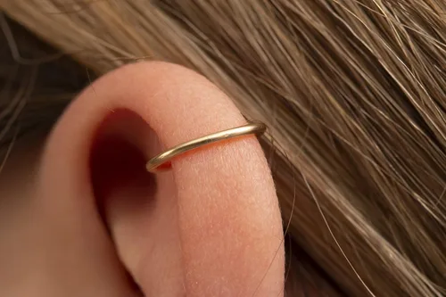 Vista 61 de Aretes de aro de oro de plata – Aretes de aro para mujer, dos piezas de aros de plata fina rellenos de oro, aro de hélice, anillo de tragus, aro