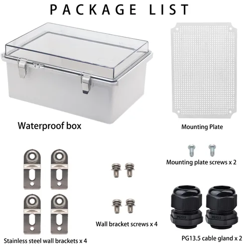 Vista 4 de Caja Eléctrica Impermeable para Exteriores Caja de Conexiones Resistente a la Intemperie IP67 Carcasa de Plástico ABS Caja de Proyecto