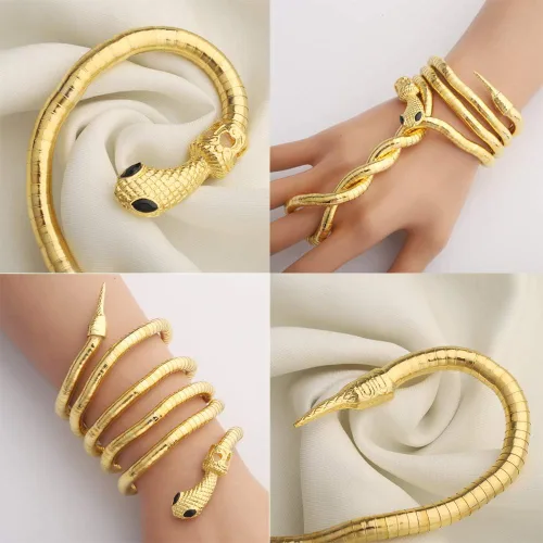 Vista 2 de KUIYAI Collar flexible de serpiente flexible y flexible con forma de serpiente pulsera de serpiente anillo de serpiente aretes de serpiente Metal No