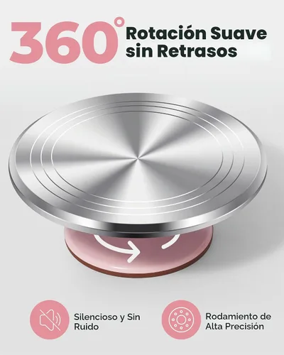 Vista 3 de Kootek - Juego de platos giratorios de aluminio para decoración de hornear, 12 pulgadas Beginner-friendly, Baking Supplies Tools with Cake Stand