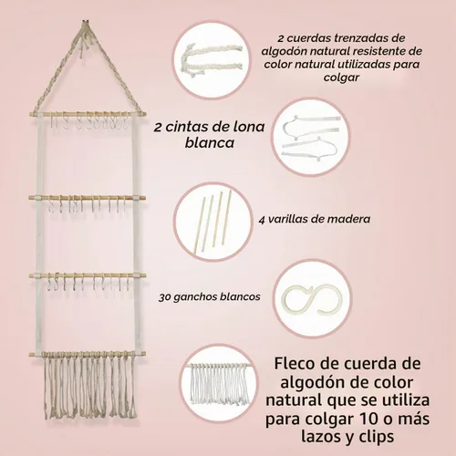 Vista 5 de Soporte para diadema de bebé, organizador para lazos y diademas para niñas