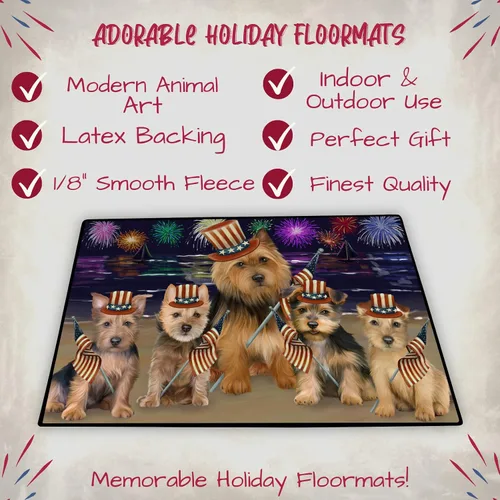 Vista 2 de Doggie of the Day Australian Terrier Dogs Floor Mat - 4th of July Independence Day - Best Dog Doormat - Protector Decor - Unique Portrait Art