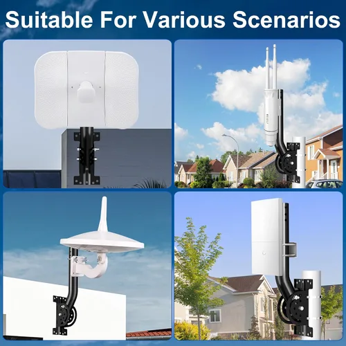 Vista 7 de Soporte de poste de antena resistente, soporte de montaje de poste en J de bloqueo de tres tornillos ajustable de 13 a 160°, soporte de poste/pared