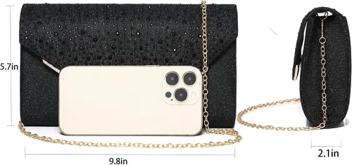 Vista 2 de MUDUO Monederos de mano con diamantes de imitación para mujer, monederos y bolsos formales de boda, fiesta, graduación, bolsas de dinero, regalo