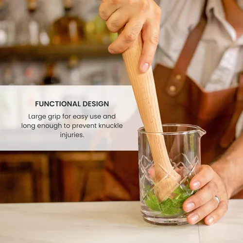 Vista 4 de A Bar Above Muddler negro para cócteles – Muddler de cóctel de 12 pulgadas de largo perfecto para triturar frutas, prensar cubos de menta y azúcar