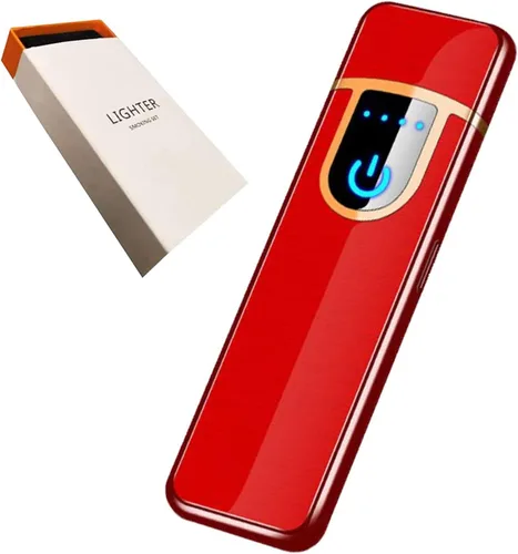 Vista 11 de Encendedor electrónico recargable por USB, mini pantalla táctil creativa, pantalla LED, resistente al viento, sin llama con cable de carga, silencio