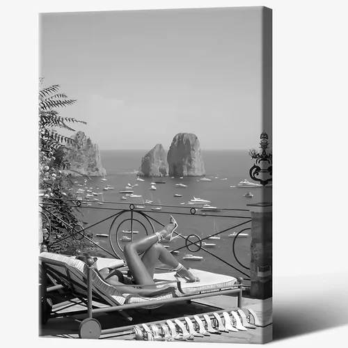Vista 11 de Póster retro de auto en blanco y negro, lienzo de superdeportivo, arte de pared para amantes del automóvil, puesta de sol, paisaje de montaña