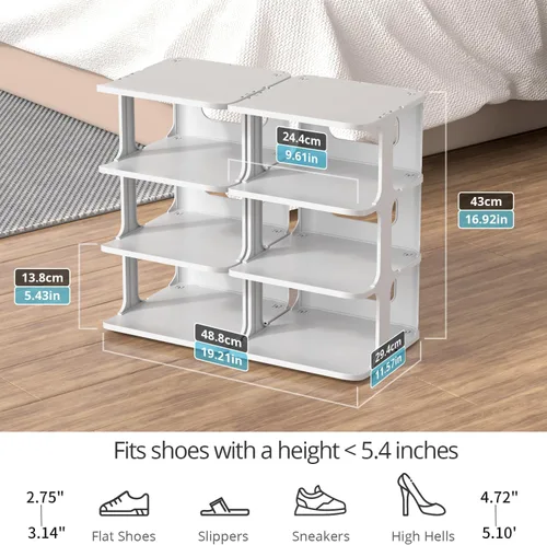 Vista 3 de ZOINLIY Organizador de zapatos apilable para armario, zapatero pequeño para entrada, dormitorio, dormitorio, estante de zapatos independiente, cubo