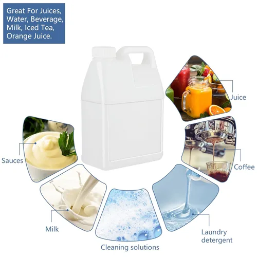 Vista 5 de Paquete de 6 jarras de plástico transparente de 64 onzas con tapas, recipientes de almacenamiento de agua con mango ergonómico, recipientes