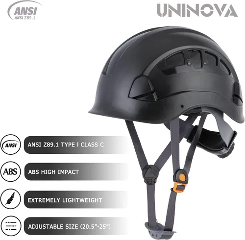 Vista 4 de Casco de seguridad – Casco aprobado por ANSI Z89.1 ajustable – Suspensión de trinquete de 6 puntos y cascos OSHA