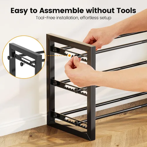 Vista 4 de Homeiju Zapatero expandible, estante de zapatos de metal de 2 niveles, soporte ajustable para zapatos, botas, tacones, organizador de zapatos de pie