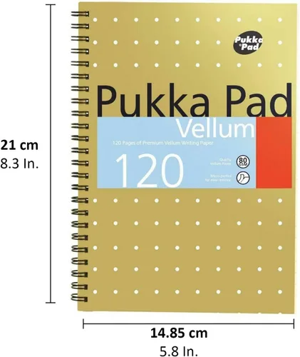 Vista 2 de Pukka Pad 836893 Cuaderno de alambre perforado a rayas 120pp 80gsm A5 Vellum Ref VJM/2 [Pack de 3]