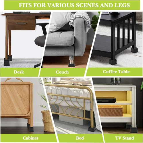 Vista 3 de Paquete de 12 elevadores de muebles de 1 pulgada, elevadores de cama ajustables resistentes para mesa, escritorio, sofá, gabinete, marco de cama