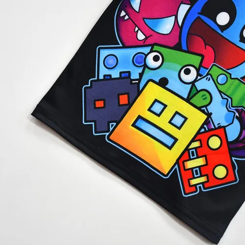 Vista 4 de Nitaemilwe Disfraz de manga corta con estampado de tablero geométrico para niños y niñas