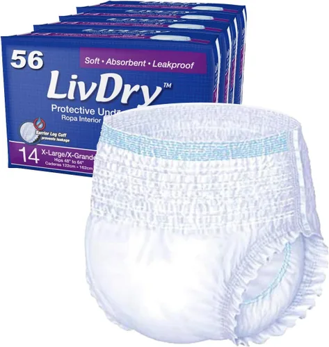 Vista 11 de LivDry Ropa interior para incontinencia para adultos, pañales de absorción extra para adultos, protección contra fugas, talla S, paquete de 20