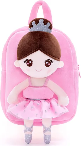 Vista 3 de Gloveleya Mochila para niñas pequeñas con suave muñeca bailarina rosa a partir de 2 años