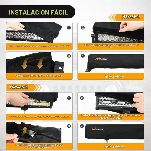 Vista 7 de Nilight Cubierta de barra de luz LED de 22 pulgadas, funda protectora de nailon negro, ajuste universal, barra recta y curva, impermeable, a prueba