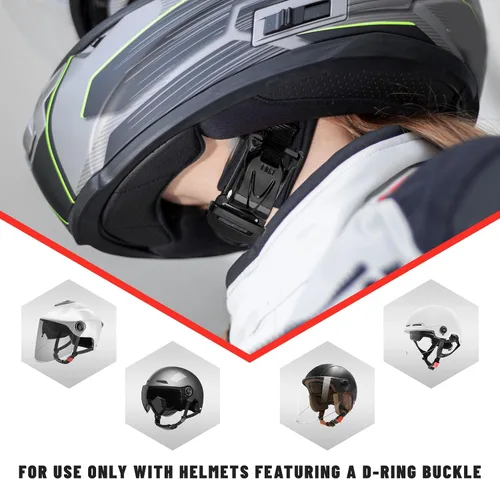 Vista 4 de Sun Walker Kit de hebilla de liberación rápida para casco, bloqueo de tracción para casco de motocicleta para correa de barbilla de hasta 1 pulgada