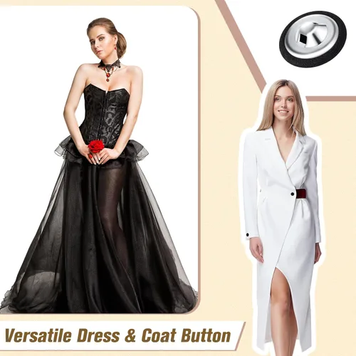 Vista 6 de Gerrii 40 piezas de botones de tela negra traje de esmoquin varios tamaños botones de satén para chaqueta frontal vintage abrigo costura vestidos