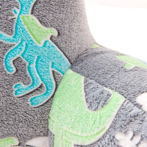 Vista 8 de Meeting Story Almohadas de Lectura Luminosas de Dinosaurio Verde que Brillan en la Oscuridad y Centellean con Brazos, Almohada de Respaldo