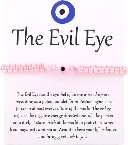 Vista 32 de SUMMER LOVE Handmade Jewelry Evil Eye Bracelets with Card,Black Red String Bracelets Kabbalah Protection Luck Amulet for Women Men Friends Pulseras