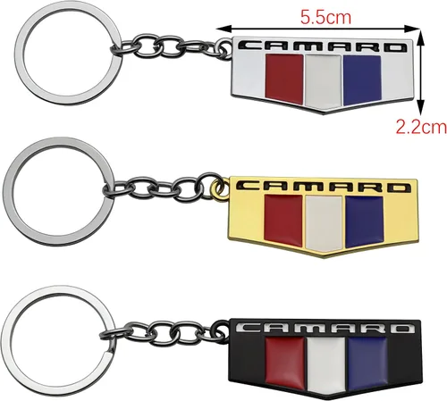 Vista 3 de 1 Pieza Llavero Camaro Anillo Acabado 3D Llavero Portallaves Aleación Soporte de Llaves Llavero de Repuesto Para Accesorios Camaro (Plateado)