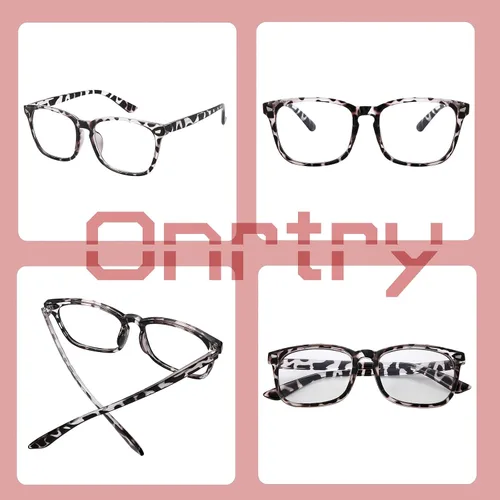 Vista 11 de Onrtry Gafas sin receta para hombres y mujeres, lentes transparentes cuadradas