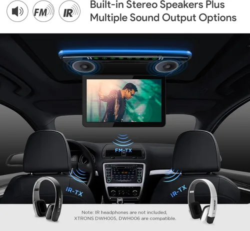 Vista 7 de XTRONS Reproductor de techo de coche de 13.3 pulgadas ultrafino 1920 * 1080 FHD pantalla montado en el techo del coche soporte HDMI, USB