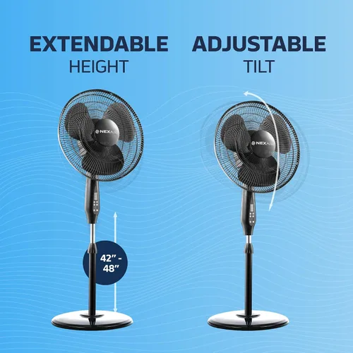 Vista 7 de NEXAIR Ventilador oscilante de 16 pulgadas para sala de operaciones silencioso con control remoto, 3 velocidades, con altura ajustable, ventilador