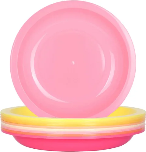 Vista 6 de Youngever Platos de plástico de 7.5 pulgadas, tamaño pequeño para niños, platos para niños, platos para aperitivos, juego de 9 (colores costeros)