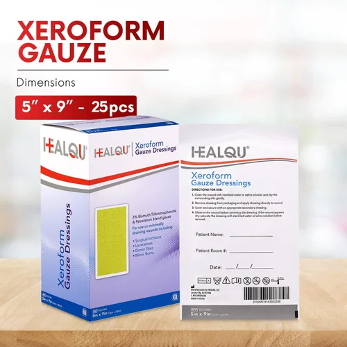 Vista 7 de HEALQU Xeroform Apósito de Petrolato 5x9 pulgadas - Caja de 25 Almohadillas de Gasa No Adherentes para Heridas de Baja Exudación - Parche de Gasa