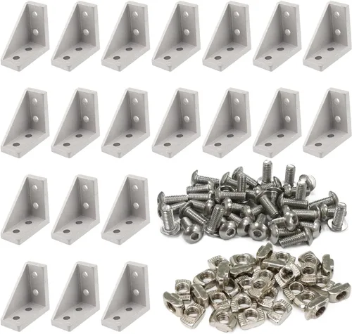 Vista 14 de 8Pcs 2020 Extrusión de Aluminio Ranura en T Bracket de Esquina Serie 20 Hardware Extruido Conector Tri 3 Vías con Tornillo de Ajuste para Perfil