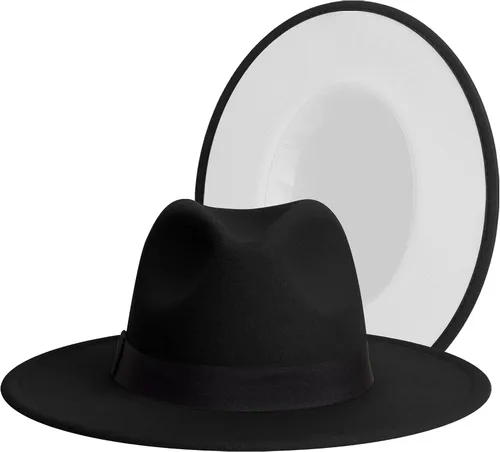 Vista 13 de Wide Brim Fedora Hats for Women & Men Classic Dress Panama Hat Adjustable Felt Hat with Band Todo beige.