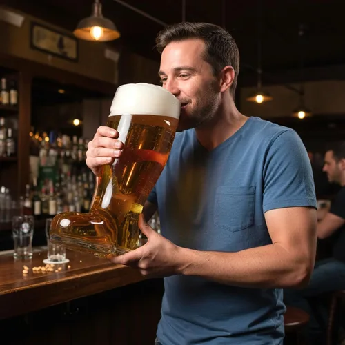 Vista 2 de MyGift Das Boot - Juego de 2 vasos gigantes de cerveza alemana (2 litros)