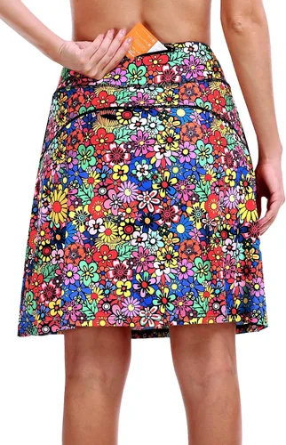 Vista 2 de KORALHY Faldas pantalón hasta la rodilla de 20 pulgadas para mujer, falda atlética de tenis de cintura alta con bolsillo con cremallera