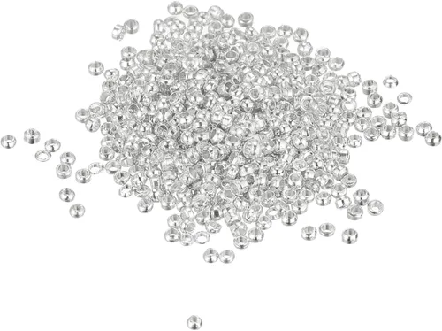 Vista 29 de uxcell 1000 cuentas redondas de engarzado, cuentas espaciadoras de extremo de crimpado de 0.079 pulgadas, pequeños tapones para hacer pulseras