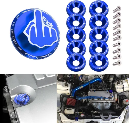 Vista 23 de x xotic tech Tapa de tanque de combustible de gas negro de aleación con dedo medio roscado compatible con Toyota Corolla Camry 4Runner Highlander