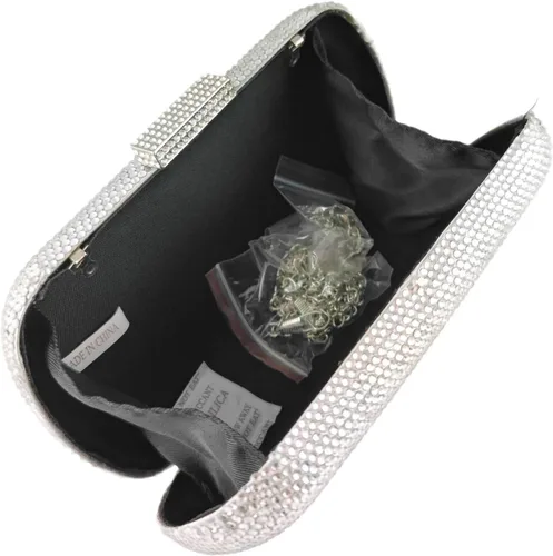 Vista 6 de Boutique De FGG Bolsos de noche y embragues brillantes para mujer, bolso de mano de cristal para fiesta formal, bolso de mano con diamantes