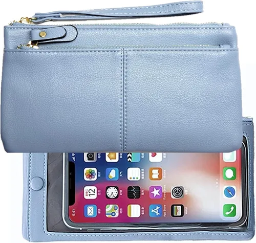 Vista 6 de Funda de cuero para teléfono con pantalla táctil, cartera de mano para mujeres y niñas