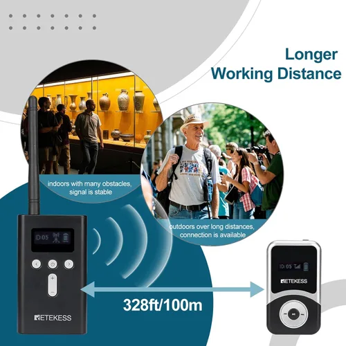 Vista 4 de Retekess T130S T131S Sistema de guía turístico de audio T131S (2ª generación T130), sistema de traducción de iglesia, sonido de alta fidelidad