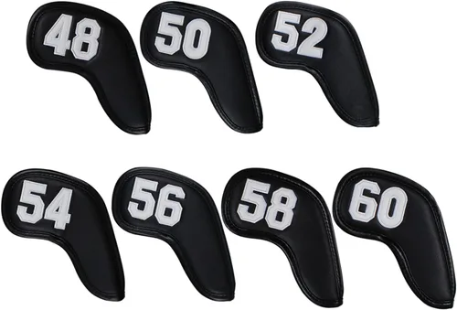 Vista 9 de Scott Edward Prof 7pcs Cuña de cuero Golf Iron Head Covers Club Protector Impermeable y Resistente a los arañazos 48 50 52 54 56 58 60 grados