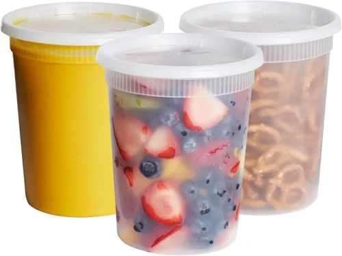 Vista 10 de GUSTO [48 juegos - 8 onzas] Contenedores de plástico para almacenamiento de alimentos desechables con tapas herméticas - Contenedores de Slime