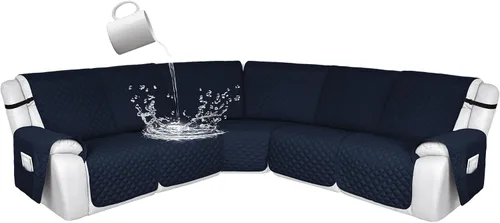 Vista 44 de HDCAXKJ Fundas de sofá seccional reclinable 100% impermeable, forma de L, funda de sofá reclinable lavable acolchada suave para mascotas, perro