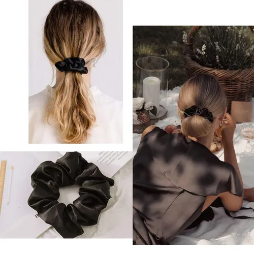 Vista 3 de OLESILK 100% seda de morera para dormir el cabello, ligas de seda para el cabello rizado encrespado y quebrantado, sin daños, soporte elástico