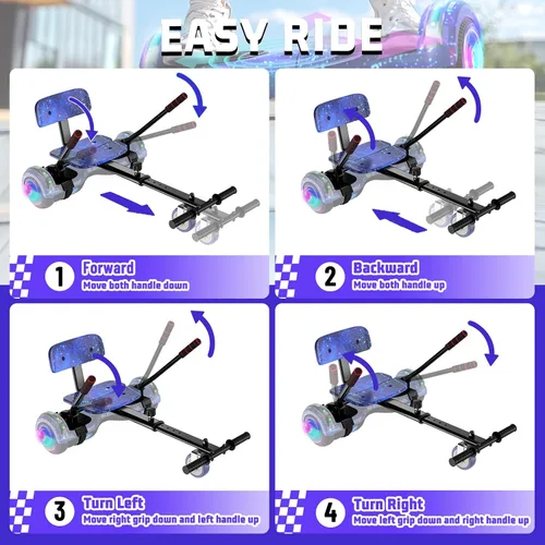 Vista 5 de Conjunto de accesorios para asiento de scooter con luces LED Corlorful, Bluetooth con longitud de marco ajustable para niños y niñas