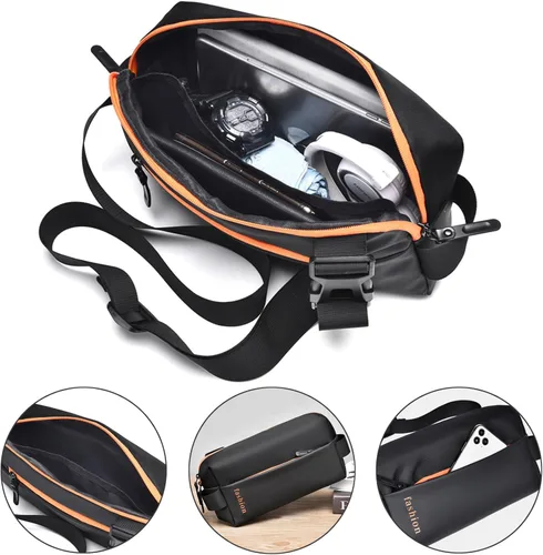 Vista 4 de Bolso bandolera compacto EDC cruzado de bolsillo personal, mochila de hombro minimalista, ligera, casual, cangurera para táctica, viajes, trabajo