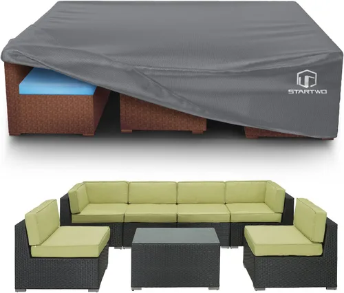 Vista 8 de Cubiertas para muebles de patio STARTWO impermeables, resistentes a los rayos UV, resistentes a los desgarros, resistentes para 7-12 asientos