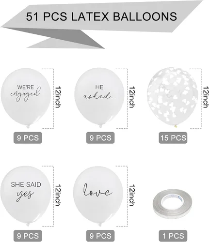 Vista 7 de Globos de fiesta de compromiso que pidió, SHE SAID YES! Globos de papel con forma de amor, para decoración de compromiso, despedida de soltera